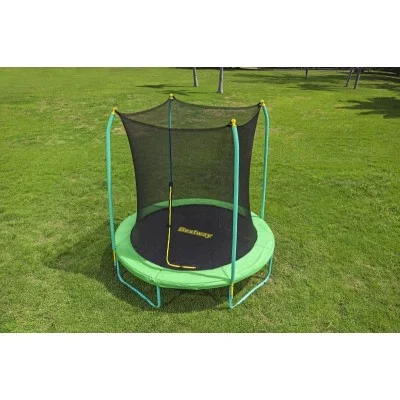 bestway 2.44m x 2.50m xtreme air trampoline 1 trampoline 1 spring-loading tool 4 anchors 8 foot pads age 6